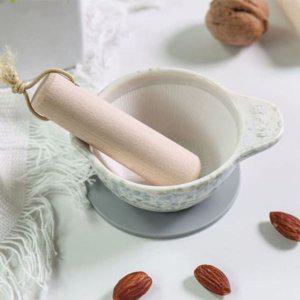 미니 간편 깨갈이 절구 소형 절구공이 실리콘 받침 블루 방망이 포함