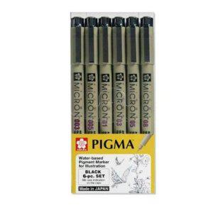 블랙 중성펜 6본 피그마 마이크론 필기용품 블랙펜