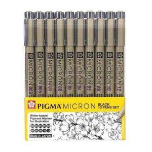 중성펜 피그마 10본 블랙 사무용 필기용 고급 마이크론