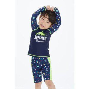 남아 아동 세트 썸머돌핀 네이비 수영복 래쉬가