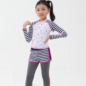 키티 주니어 수영복 네이비 래쉬가드 3p 팬츠