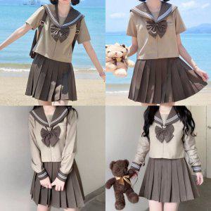 브라운 몰 코스프레의상 화이트라인 교복 세일러