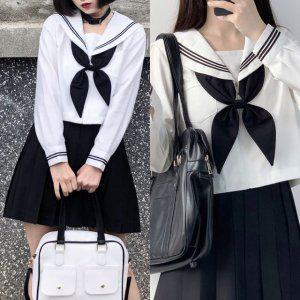 스쿨룩 화이트 옛날교복 긴팔 일본교복 마린 교