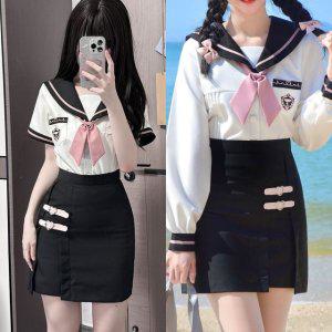 롯데월드교복대여 세일러복 코스프레 벨트디테일