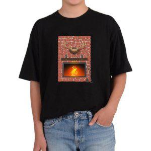 비캔버스BECANVAS 32수2합 피그먼트반팔티 산장의 벽난로 사슴뿔이 있는 산장 불멍 겨울 모든색상사이즈