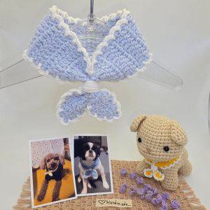 손뜨개 강아지 스카프(케이프) - 라이트블루