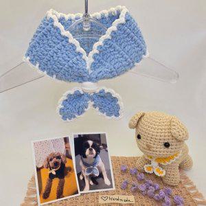 손뜨개 강아지 스카프(케이프) - 블루