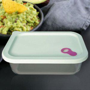 실리콘오븐용기 직사각찬통1500ml 내열유리보관통 내열유리 찬통