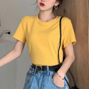 패션티셔츠 크린 베이직 반팔티셔츠 여자반팔 모