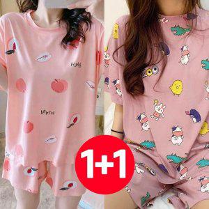 여성 여성잠옷 파자마파티 반팔잠옷 복숭아인디핑