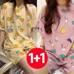 여자잠옷세트 반팔잠옷 핑크 잠옷반바지 우정잠옷