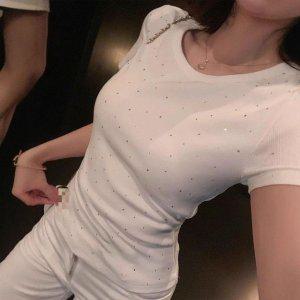 티셔츠 큐빅 블링블링 여성반팔 큐빅티셔츠 여성