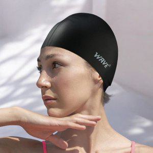 수영모 블랙 워터파크수영모 게더릭 실리콘수모