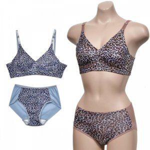 브라 노와이어 호피패턴 여성브라팬티세트 여름