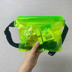 PVC지퍼백 형광색 목욕가방 투명파우치 그린