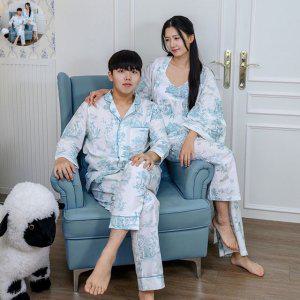 수면잠옷 커플 키즈 여아 초등 잠옷 디오레 긴팔 로브 L 민트 파자마 여성 홈웨어