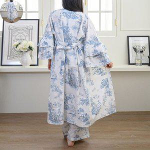 수면잠옷 커플 키즈 여아 초등 잠옷 디오레 긴팔 로브 L 블루 파자마 여성 홈웨어