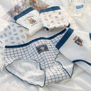 순면 곰돌이팬티 팬티 여성용팬티 여성 귀여운