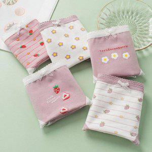 딸기 여자팬티세트 5종 귀여운팬티 여성삼각팬티