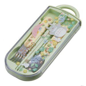 도시락수저세트 토토로 산책길 슬라이드 트리오 수저 포크 케이스세트