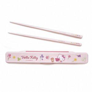 젓가락세트 헬로키티 플라워리스 무소음 케이스세트 18cm 젓가락