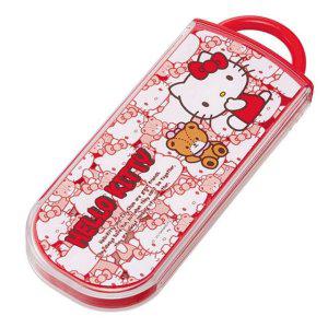 도시락수저세트 헬로키티 숨바꼭질 슬라이드 트리오 수저 포크 케이스세트