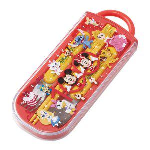 도시락수저세트 디즈니 100주년 슬라이드 트리오 수저 포크 케이스세트