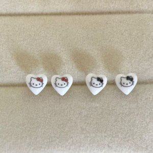 귀걸이 트렌드 올 하트 고양이 캐릭터 귀여운 써지컬