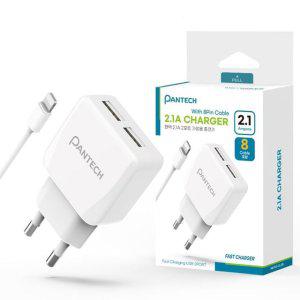 JMds 팬택 가정용충전기 분리형 2.1A 2포트 Ato8핀 (USR-H22-212) 핸드폰충전기 스마트폰충전기