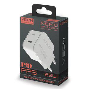 JMds 베온 가정용충전기 네모 PD 25W PPS 초고속 가정용 충전기 (C포트 1구) (화이트) (케이블미포함)