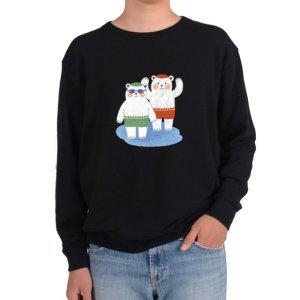 기모맨투맨 북극곰 휴가 물안경 수영장그림 전색상 사이즈