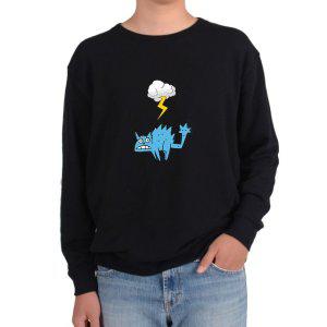 기모맨투맨 번개 구름 고양이 깜놀그림 전색상 사이즈