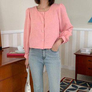 반팔블라우스 엔지도 퍼프블라우스 베이직 프릴블