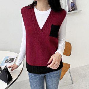 니트베스트 여자니트 포켓니트 니트조끼 브이니트