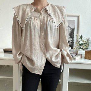 온나핏 프릴블라우스 반팔블라우스 퍼프블라우스