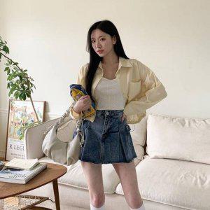 카라넥 셔츠 퍼프블라우스 크롭 마테흐 반팔블라