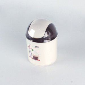 휴지통 매직크린 펠리즈 탁상용 브라운 원형 스윙