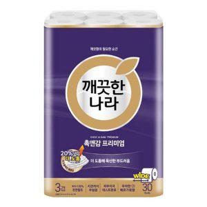 (P)깨끗한나라 3겹 촉-감 디럭스가든 화장지(30Mx30롤)