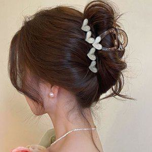 집게 핀 올림 연그린 클래식 예쁜 헤어 하트