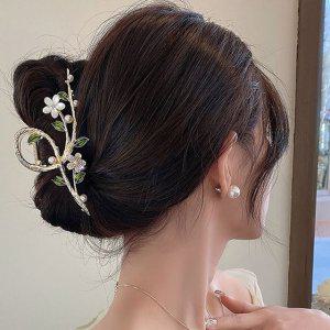 핀 베이직 큐빅 대형 집게 머리 헤어 꽃 삔