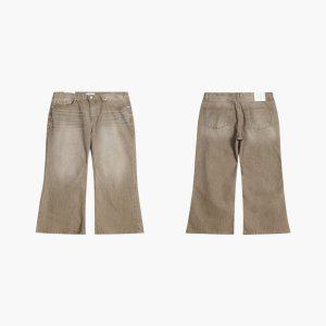 데님빌리지 국내생산 흑청캣 와이드 팬츠