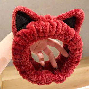 레드 베이직 머리띠 세수 밴드 귀여운 샤워