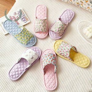 3중 들꽃 면 퀼팅 슬리퍼 실내화 거실화 여성 여자 홈