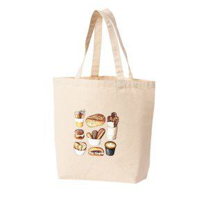 에코백 다양한 사이즈 베이커리 모닝빵 카페 커피