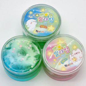 어린이 반짝이 별파츠 슬라임 랜덤 3P 투명 액괴 완구