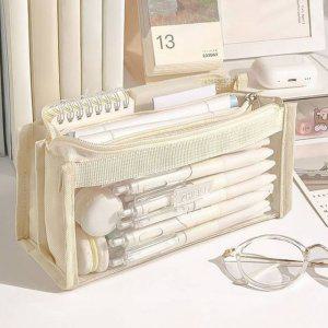 파우치 투명 대용량 심플 6단 필통 회사원필통 대학생