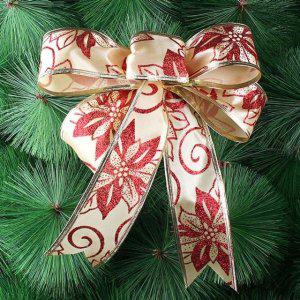 크리스마스 5p 리본 장식 레드 장식세트 골드 트리용