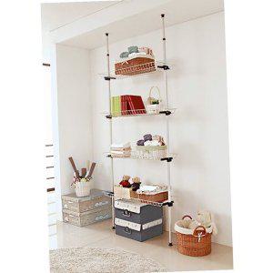 업그레이드 수납식 철바구니 선반4개 행거 604