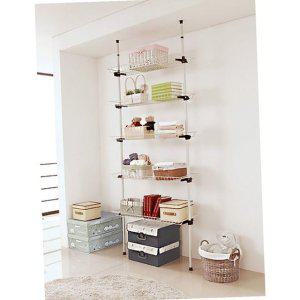 업그레이드 수납식 철바구니 선반5개 행거 605