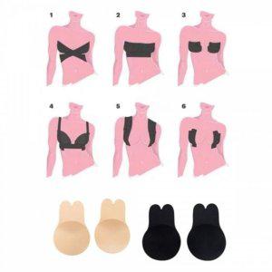 가슴 토끼 밴드 실리콘 브라 끈없는 세트 리프